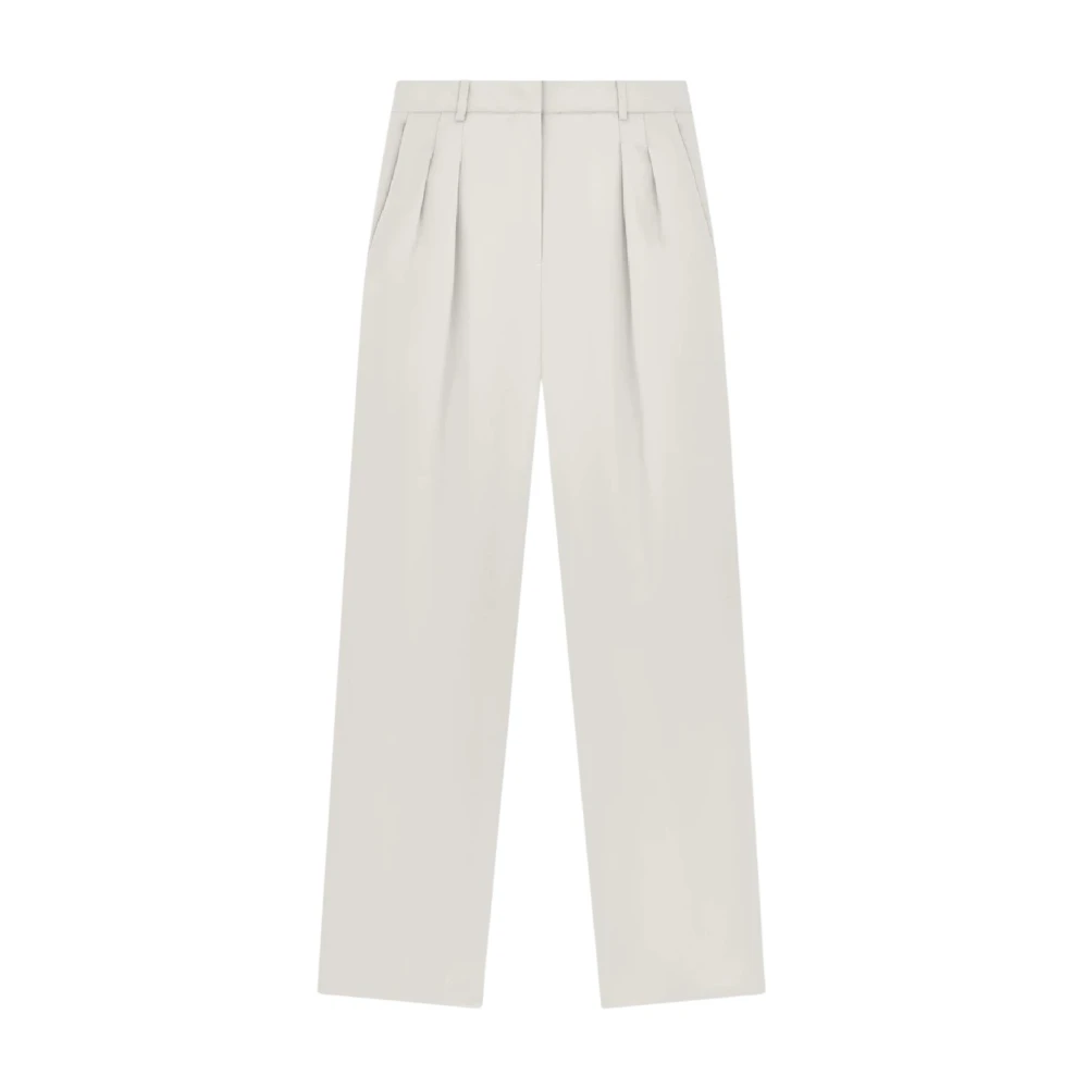 Loulou Studio Women's Beige Wool Trousers Elegant Seams - Wide Trousers - S - Trousers
