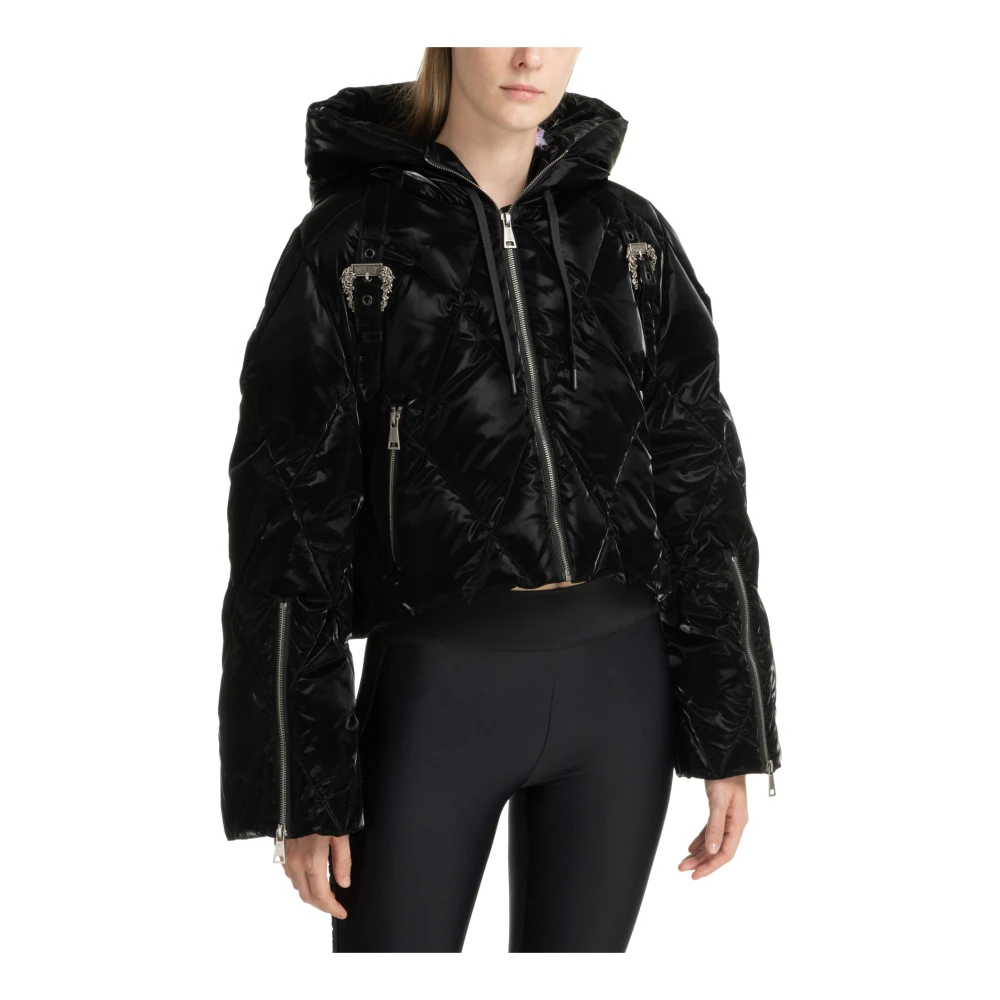 Versace Jeans Couture Capuchon Rits Effen Donsjas Black Dames