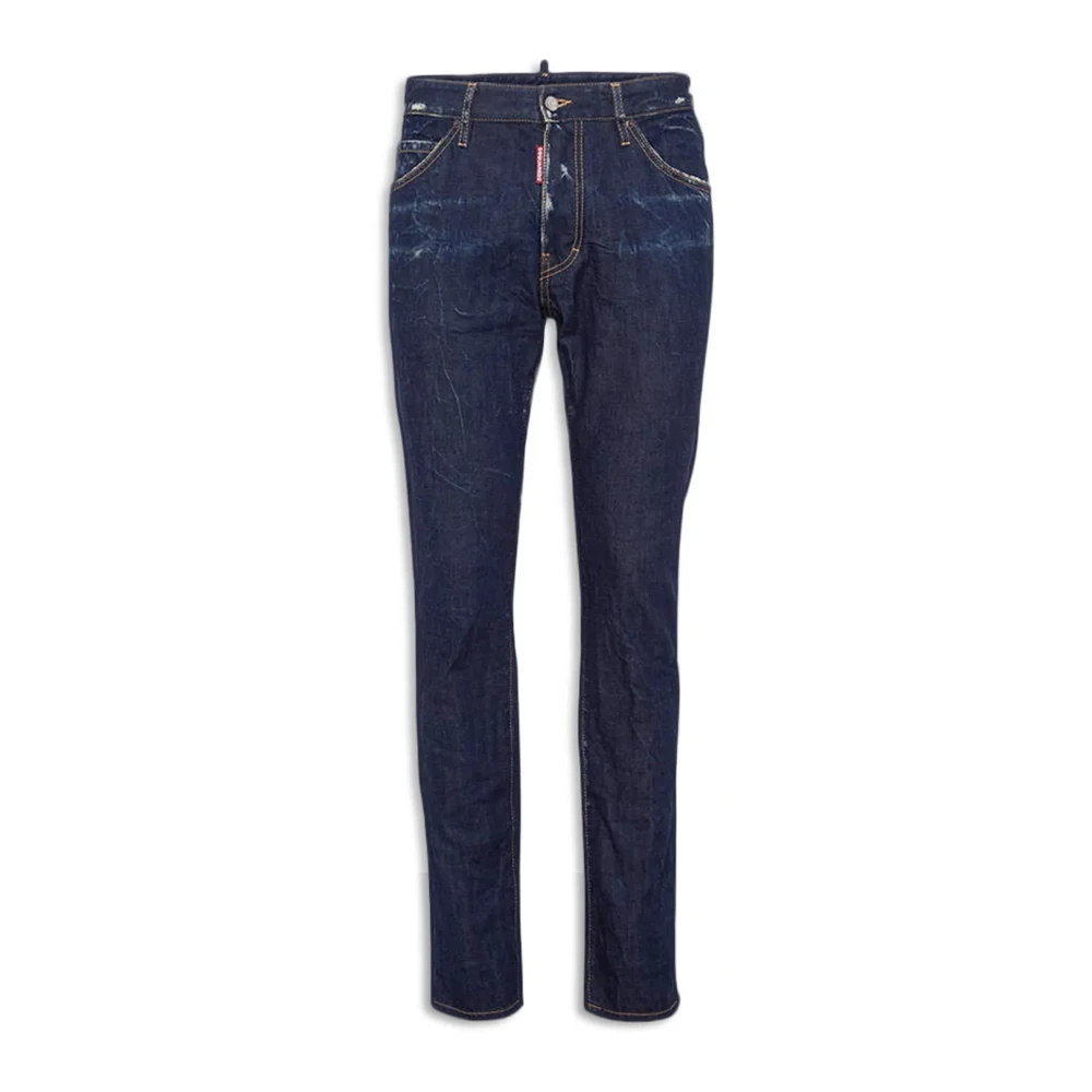 Dsquared2 Blauwe Contraststiksel Jeans Klassiek Ontwerp Blue Heren