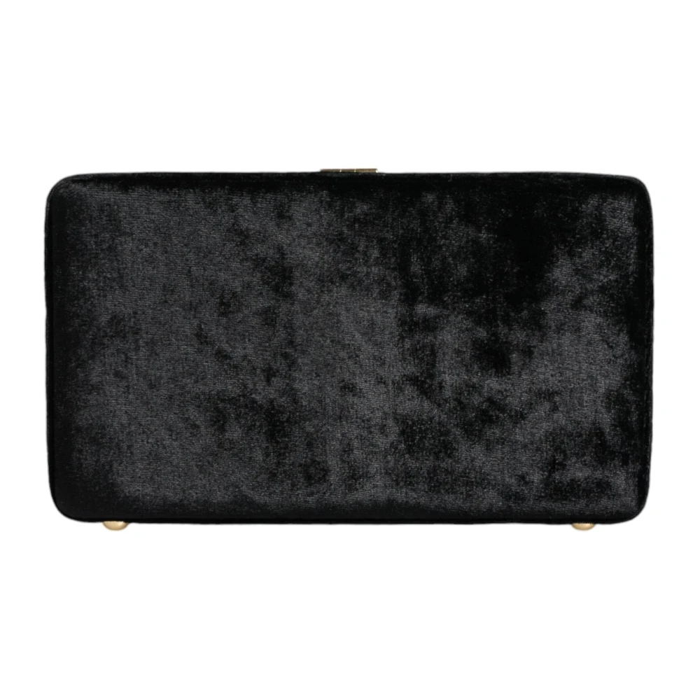 Dolce & Gabbana Velvet Floral Crystal Clutch met hangslot Multicolor Dames