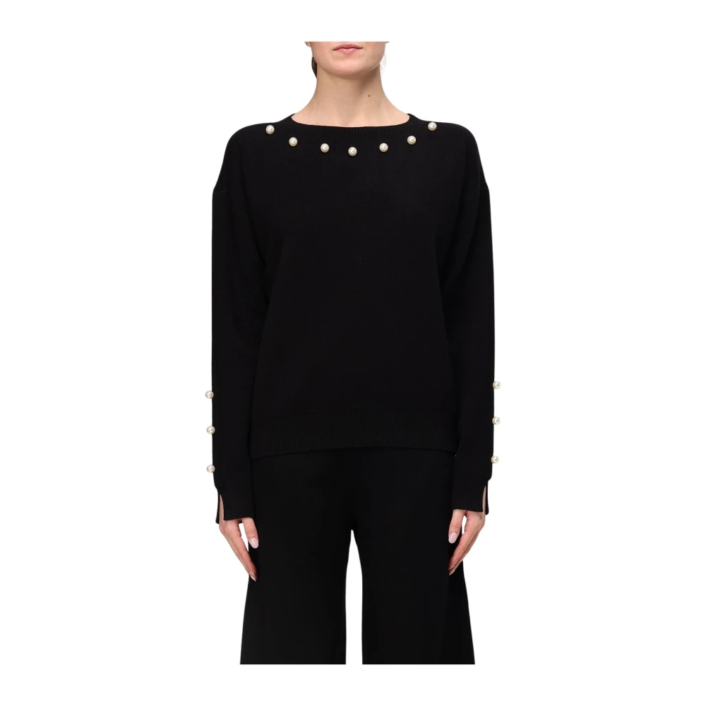 Twinset Gebreide top met parels Black Dames