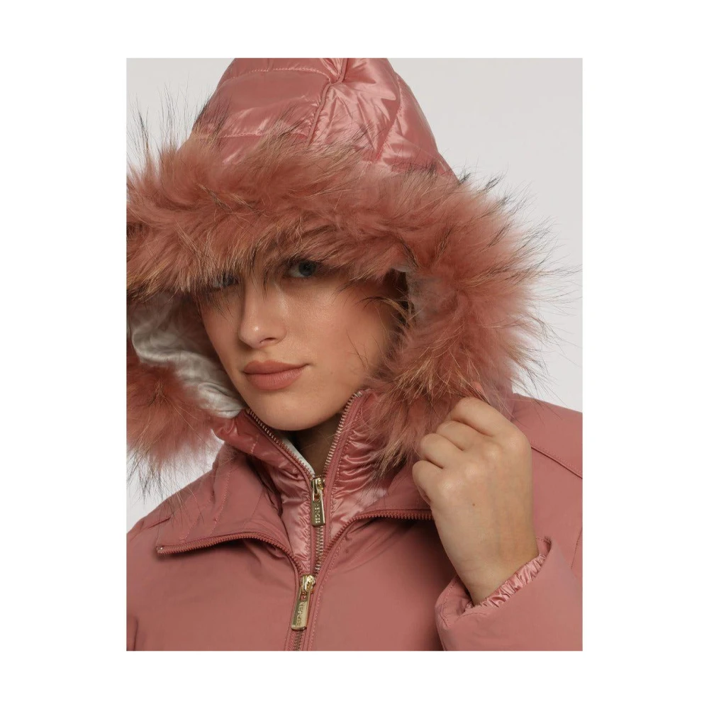 YES ZEE Pufferjas met afneembare capuchon Pink Dames