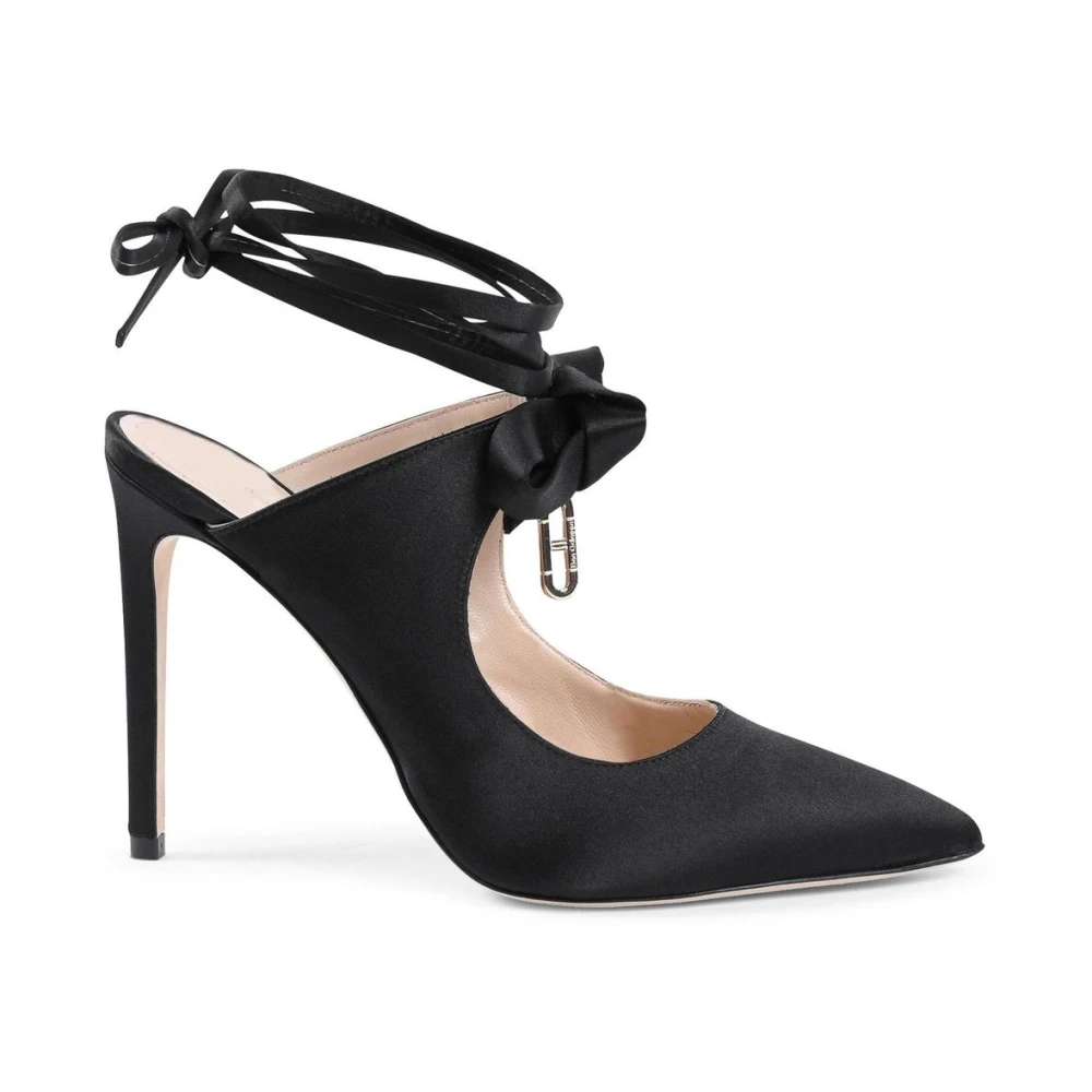 Dee Ocleppo Women's Black Satin Bow Mule Heel