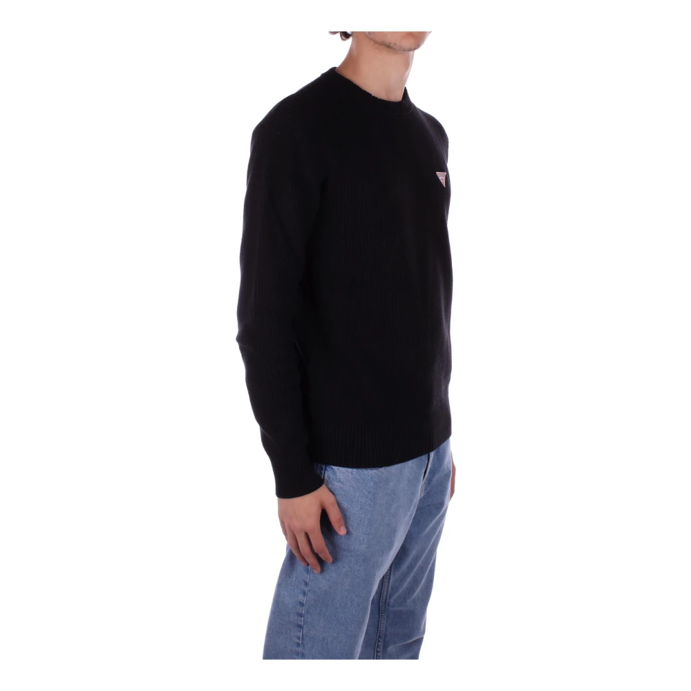 Guess Zwart Logo Front Sweater Black Heren
