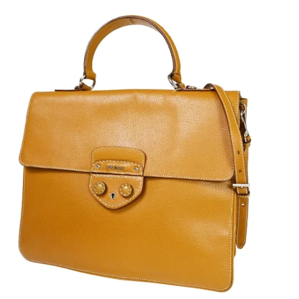 Prada Vintage Pre-owned Leather briefcases Brown Dames