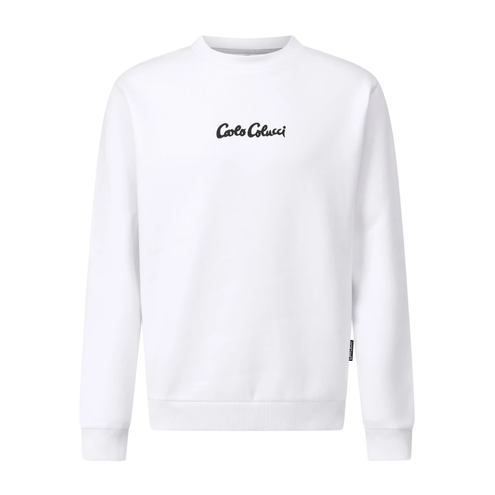 carlo colucci Katoenen Sweater met Logo Print White Heren