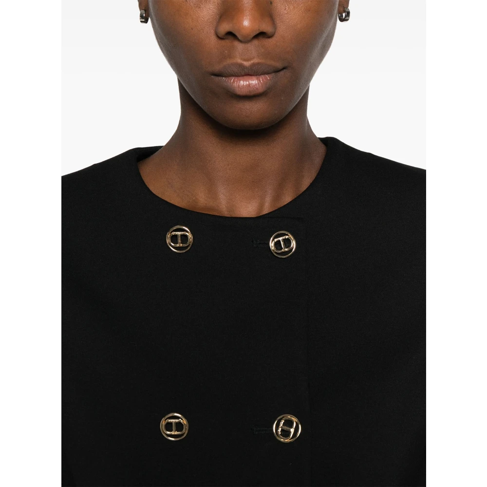 Twinset Double-breasted jas met ovale knopen Black Dames