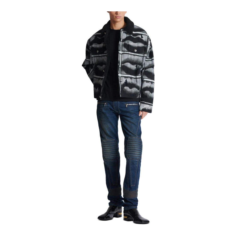 Balmain Denim straight-leg biker jeans Blue Heren