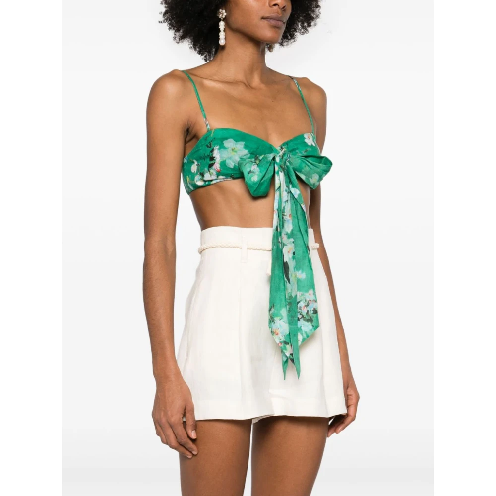Zimmermann Groene Linnen Bralette met Strikbare Strik Green Dames