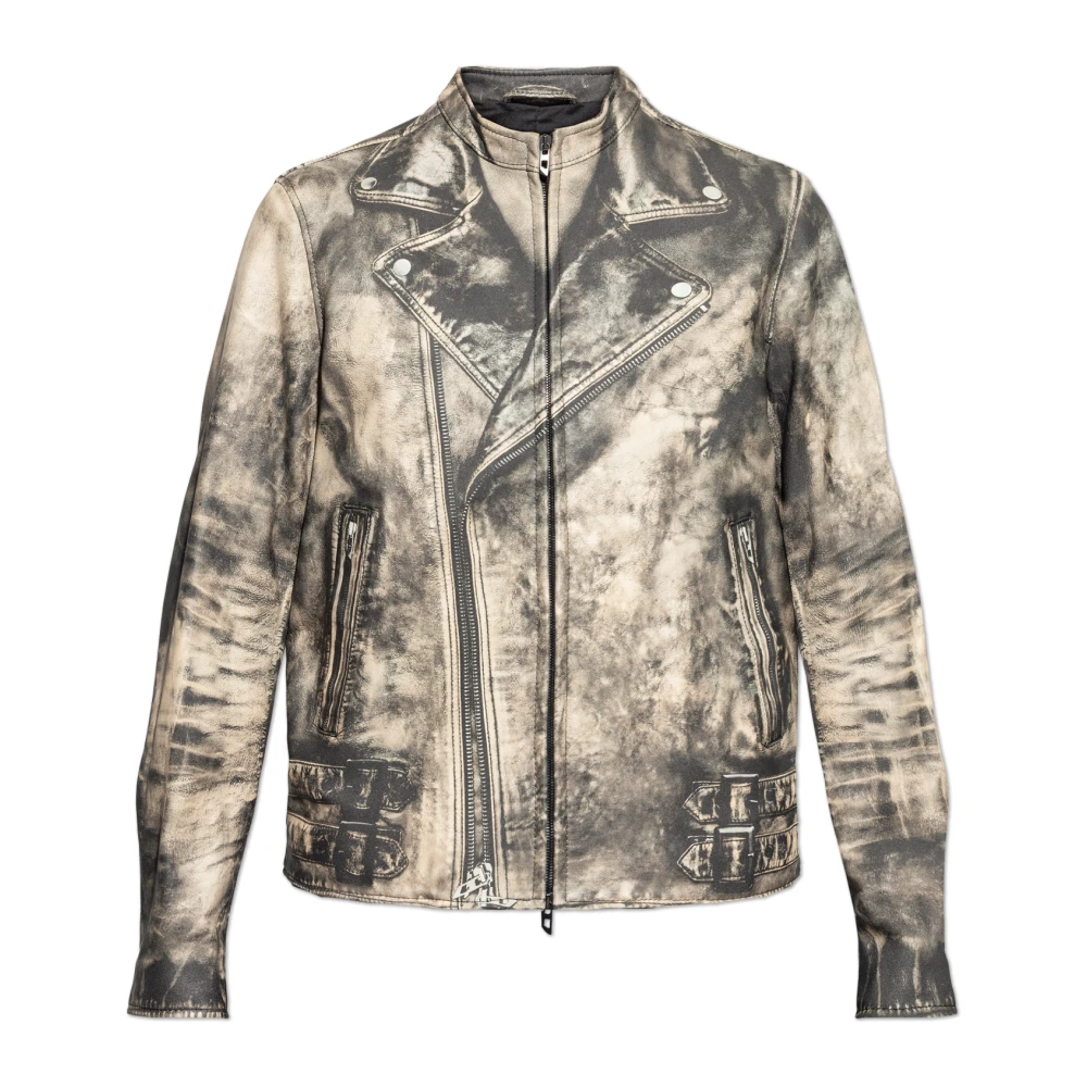 Diesel Mannelijk Beige Jassen Heren, 2XL, Leer, L-Tad-Print Leren Jas
