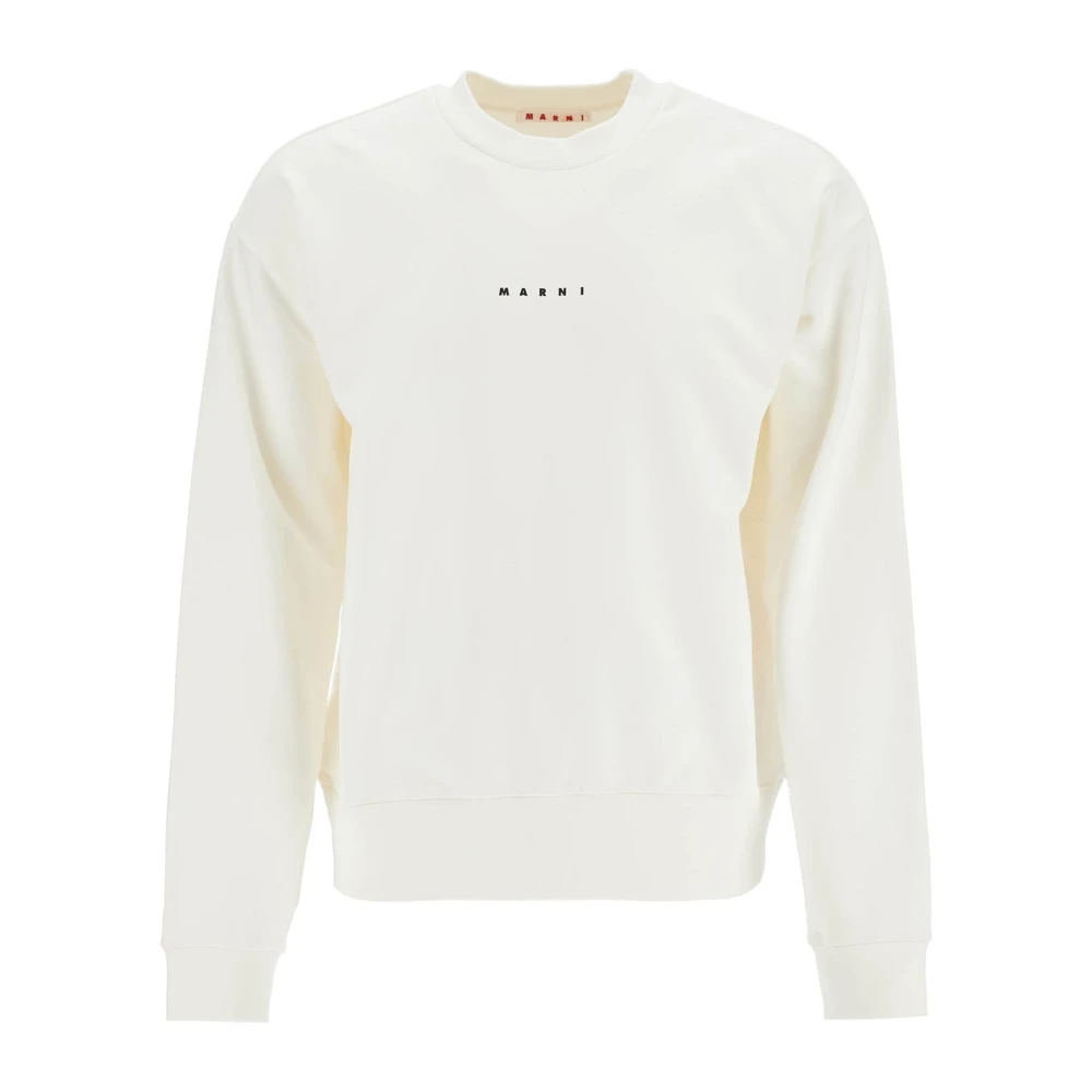 Marni Katoenen Crewneck Sweatshirt met Logoprint White Heren