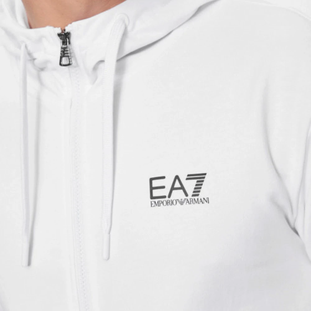 Emporio Armani EA7 Witte Armani Sweatshirt Zip Hoodie White Heren