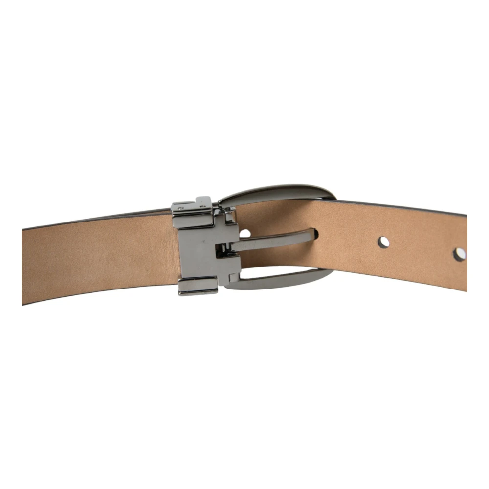 Dolce & Gabbana Elegante donkerbruine leren riem Brown Heren