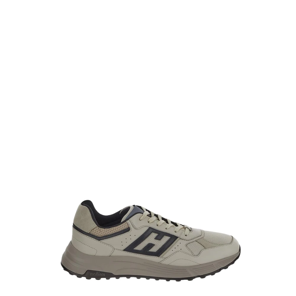 Hogan Leren Vetersneaker Beige Heren