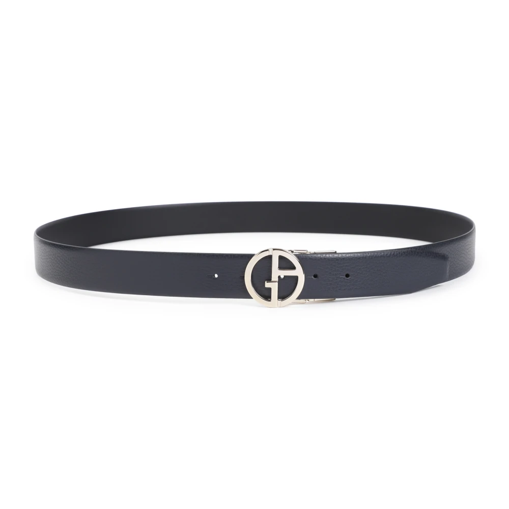 Giorgio Armani Nachtblauw Zwart Leren Riem Blue Heren