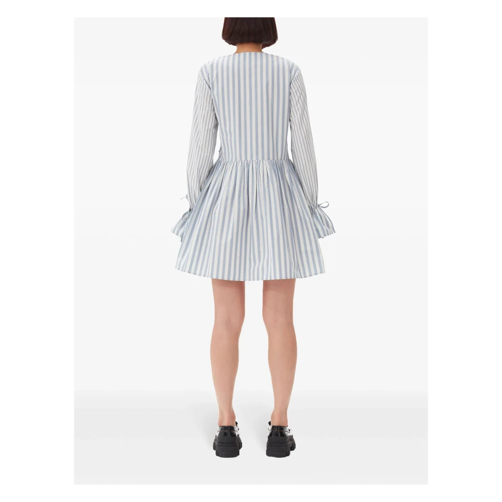 Ganni Streep-Print Mini Wikkeljurk Gray Dames