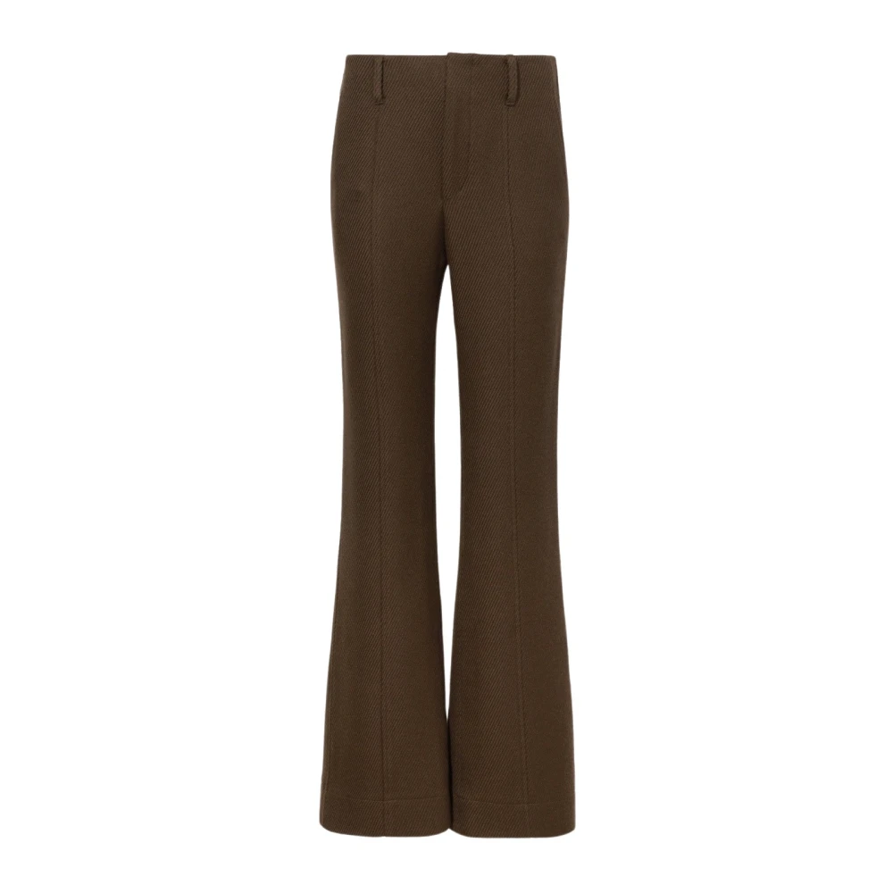 Proenza Schouler Wollen Twill Broek Klassieke Vrouwelijke Snit Green Dames