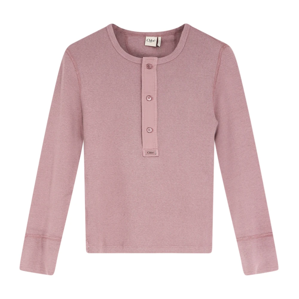 Chloé Women's Pink Fitted Henley Shirt