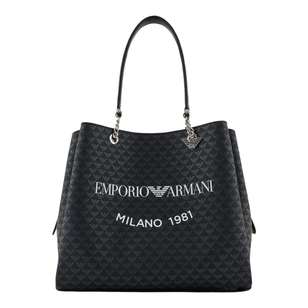 Emporio Armani Women's Black Multicolored Handbag With Magnetic Closure