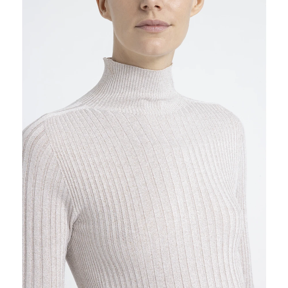 PESERICO Geribbelde coltrui in viscose garen en Lurex Gray Dames