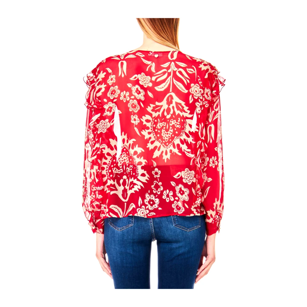 Liu Jo Rode Bloemenprint Blouse Red Dames