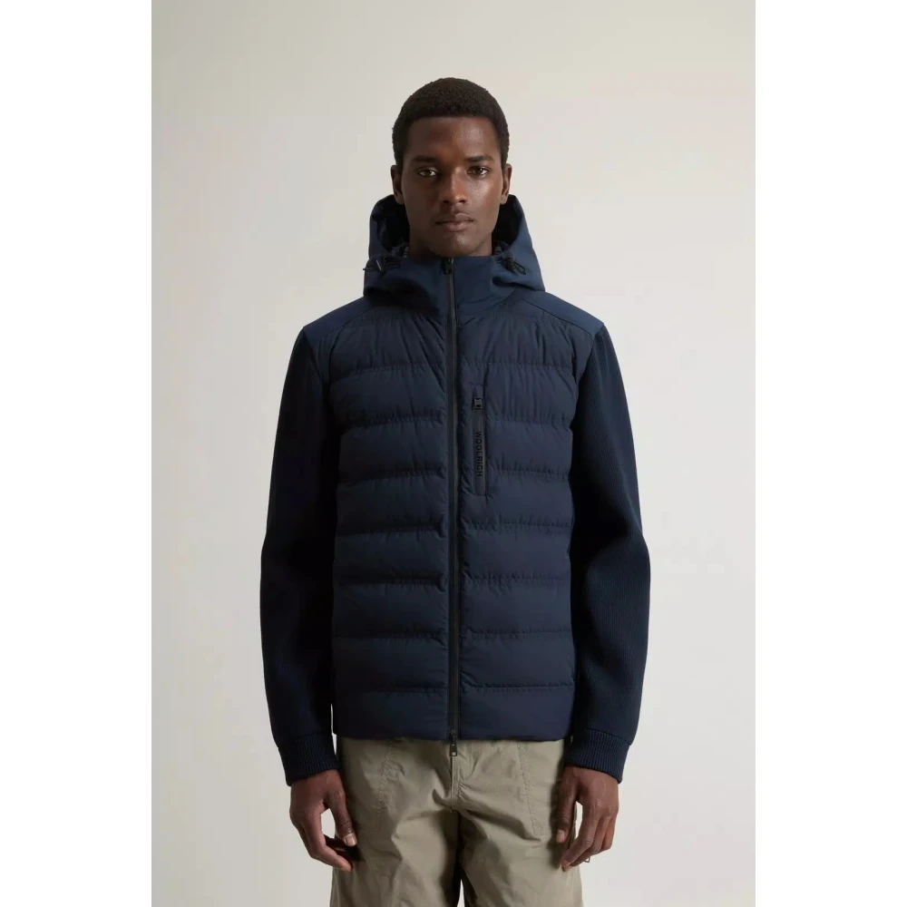 Woolrich Hybride Melton Blauwe Winterjas Blue Heren