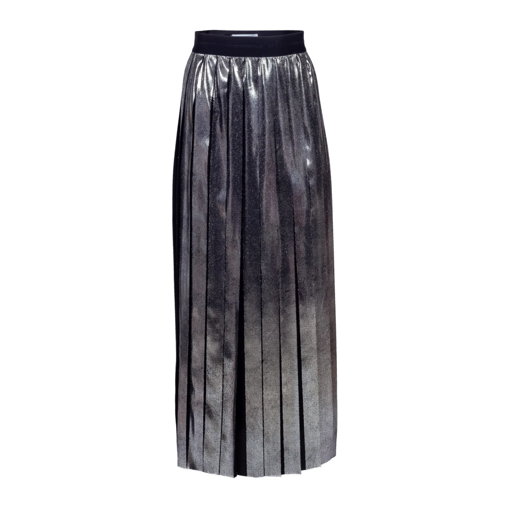Msgm Geplooide Zilveren Rok Elastische Taille Uitlopend Gray Dames