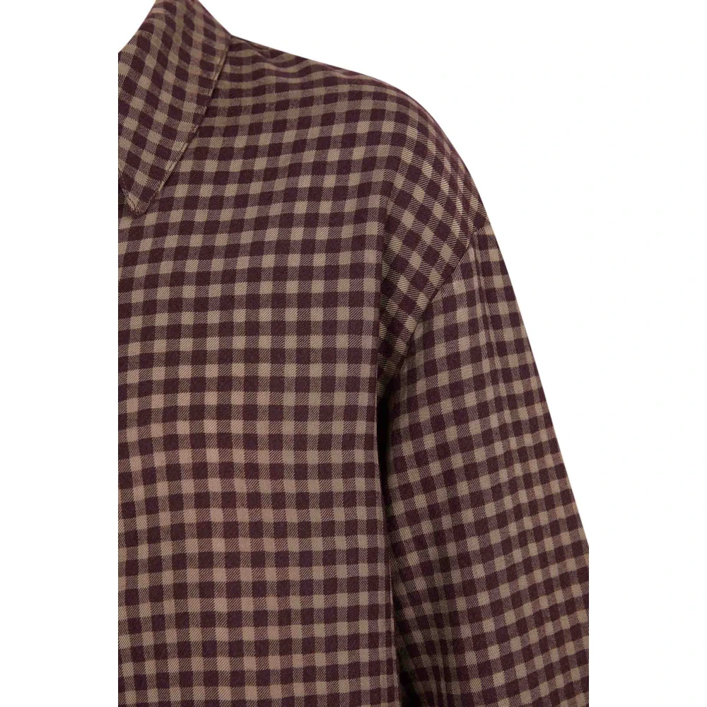 Cortana Bordeaux Geruite Oversized Shirt Red Dames