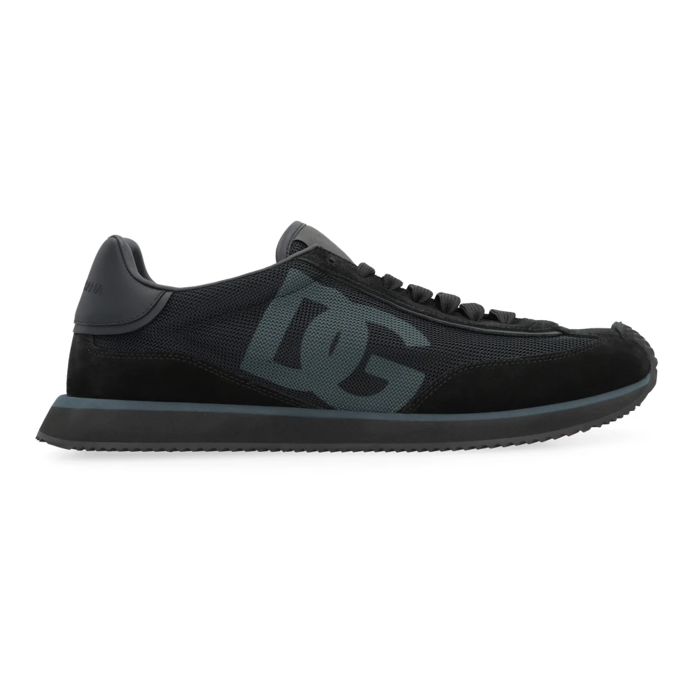 Dolce & Gabbana Men's Black Sneakers, 9 Uk, Suede Low-Top Trainers With Round Toeline