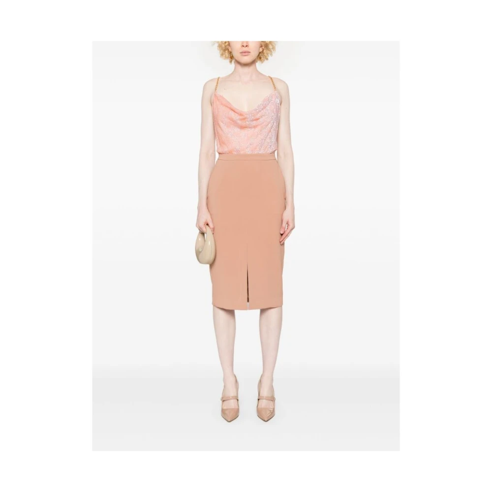 Elisabetta Franchi Pailletversierde Cowl Neck Jurk Beige Dames