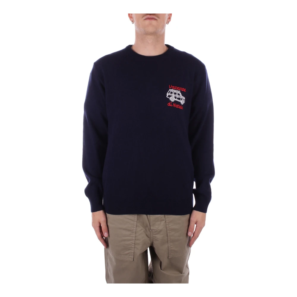 Saint Barth Logo Front Sweaters Blue Heren