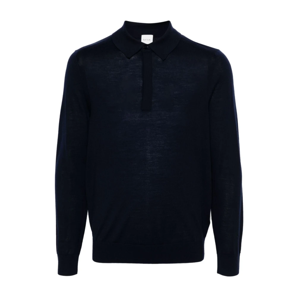 Paul Smith Blauwe Merinowol Polo Gebreid Blue Heren