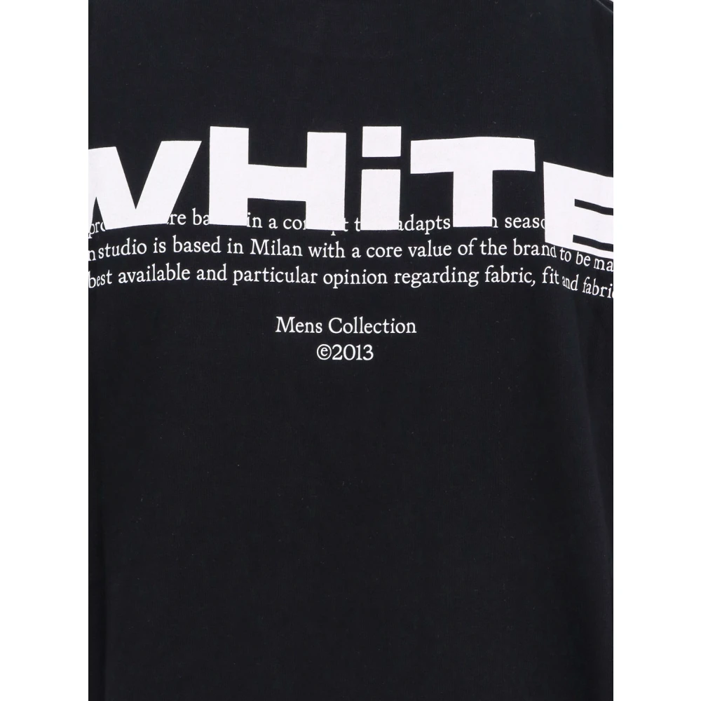 Off White Logo Print Katoen Crew-neck T-shirt Black Heren