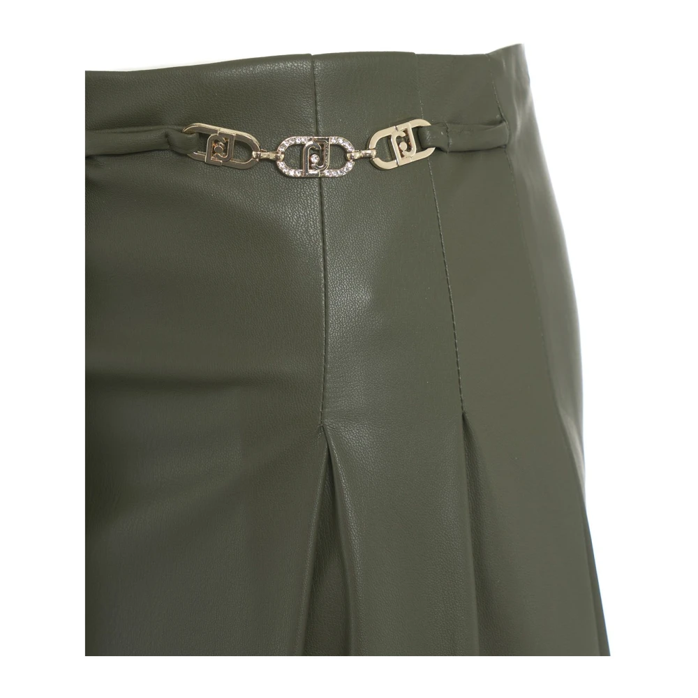 Liu Jo Glitter Mini Geplooide Imitatie Leren Rok Green Dames