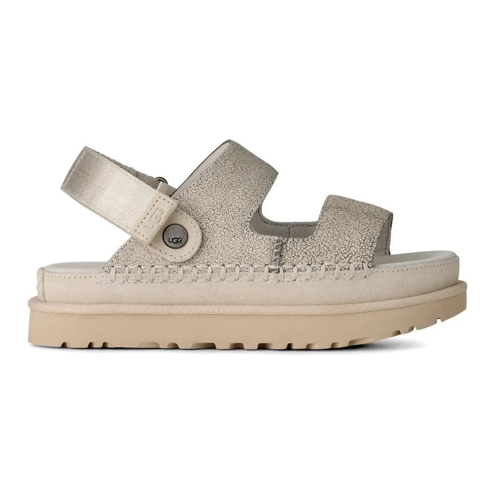 Ugg Women's White Flat Sandals, 7 Uk, Goldenstar Crackle Glide
