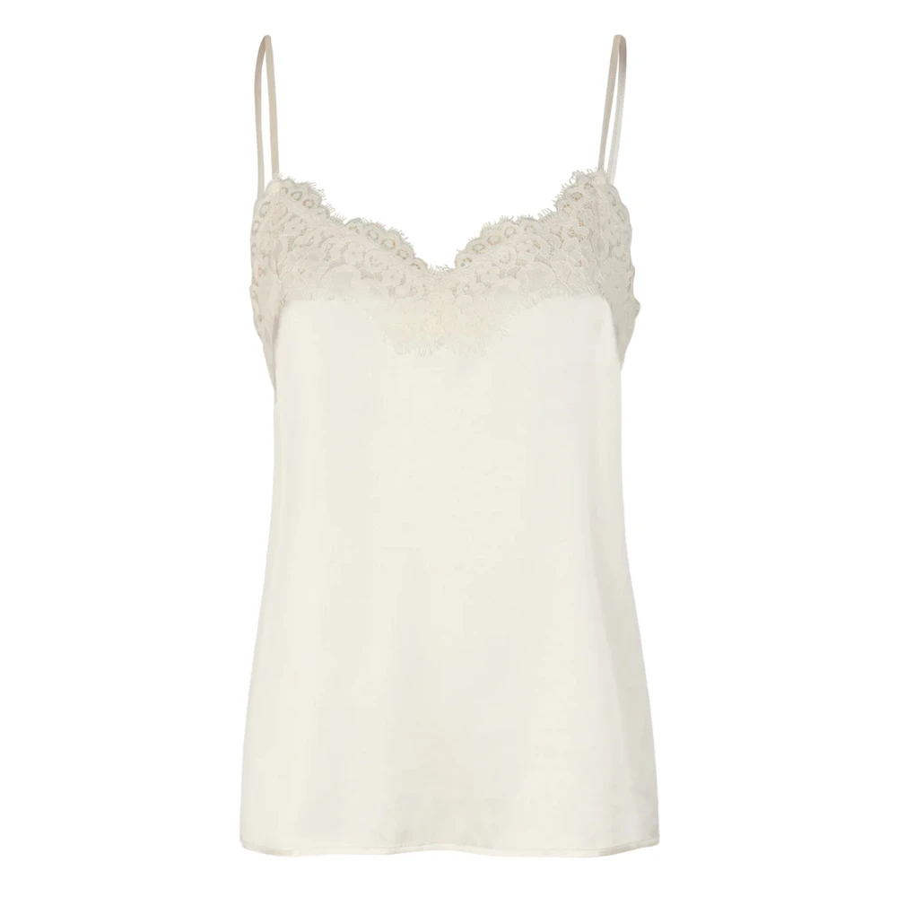 Rosemunde Zijden Straptop met Kantdetails White Dames
