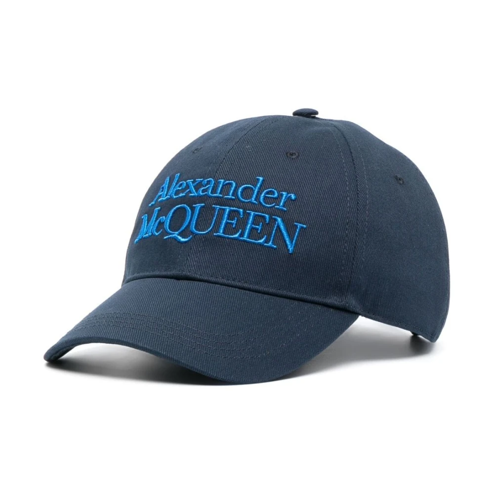 Alexander mcqueen Blauwe Logo Hoed met Verstelbare Band Blue Heren