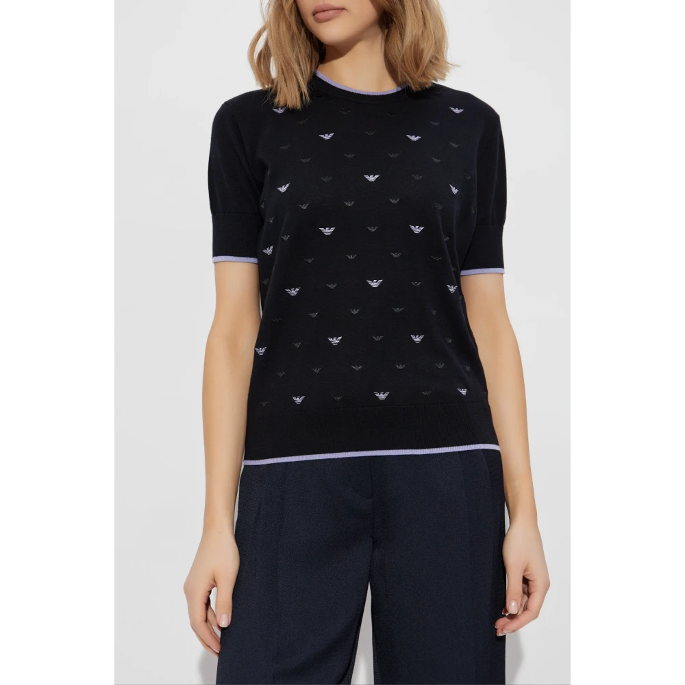 Emporio Armani Top met Monogram Black Dames