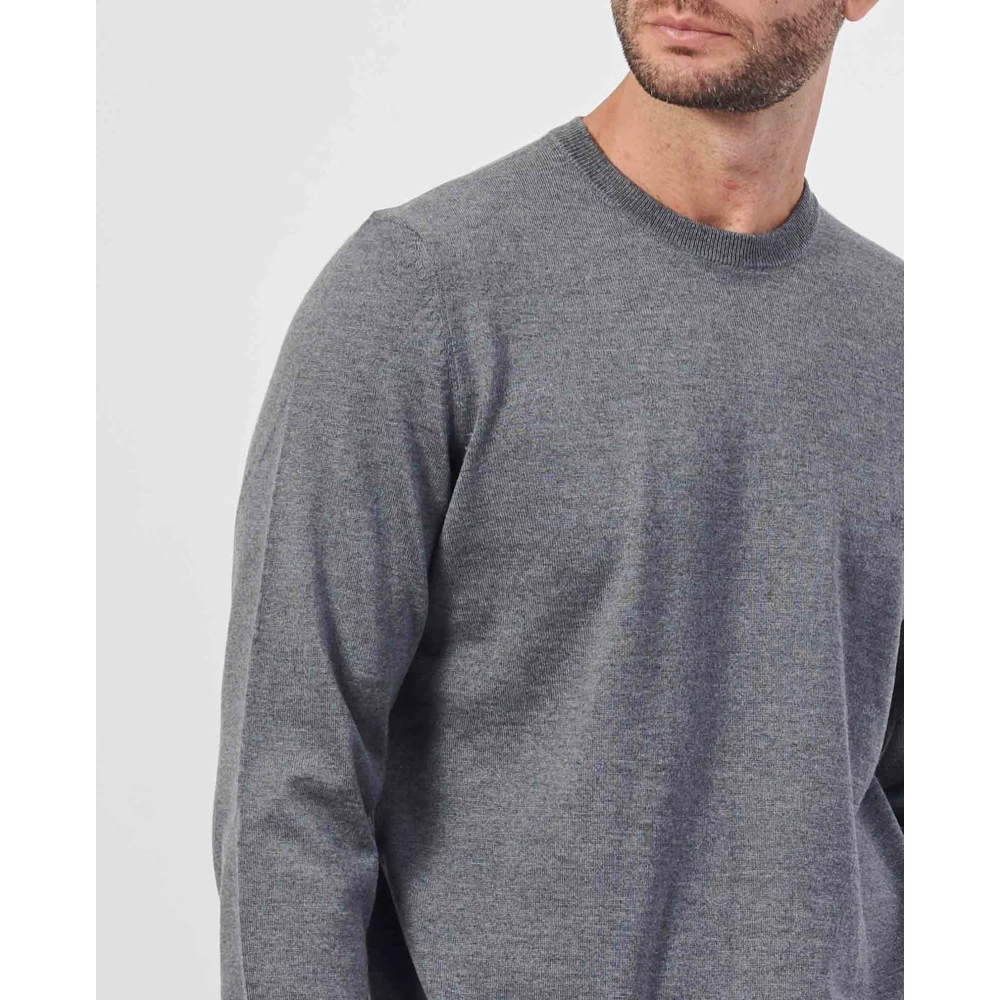 Hugo Boss Grijze Crewneck Sweater met Geborduurd Logo Gray Heren