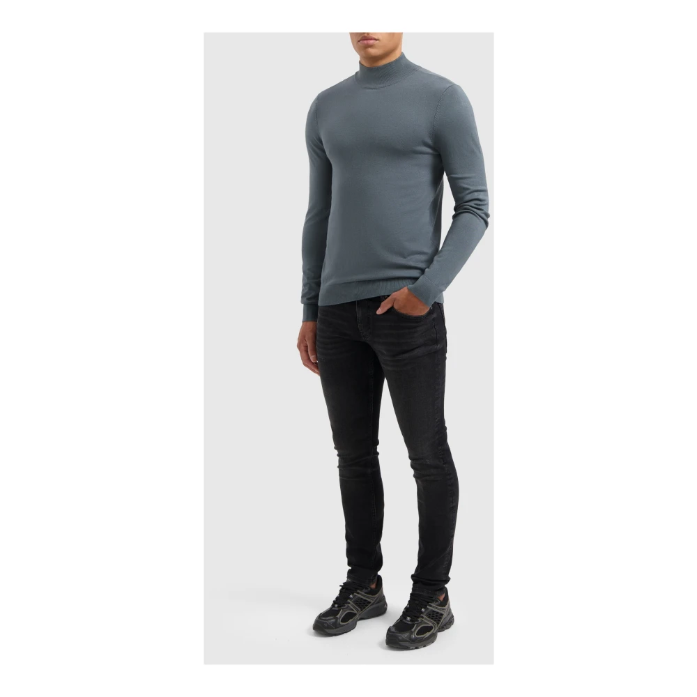 Pure Path Mockneck Sweater Essential Gebreide kleding Blue Heren