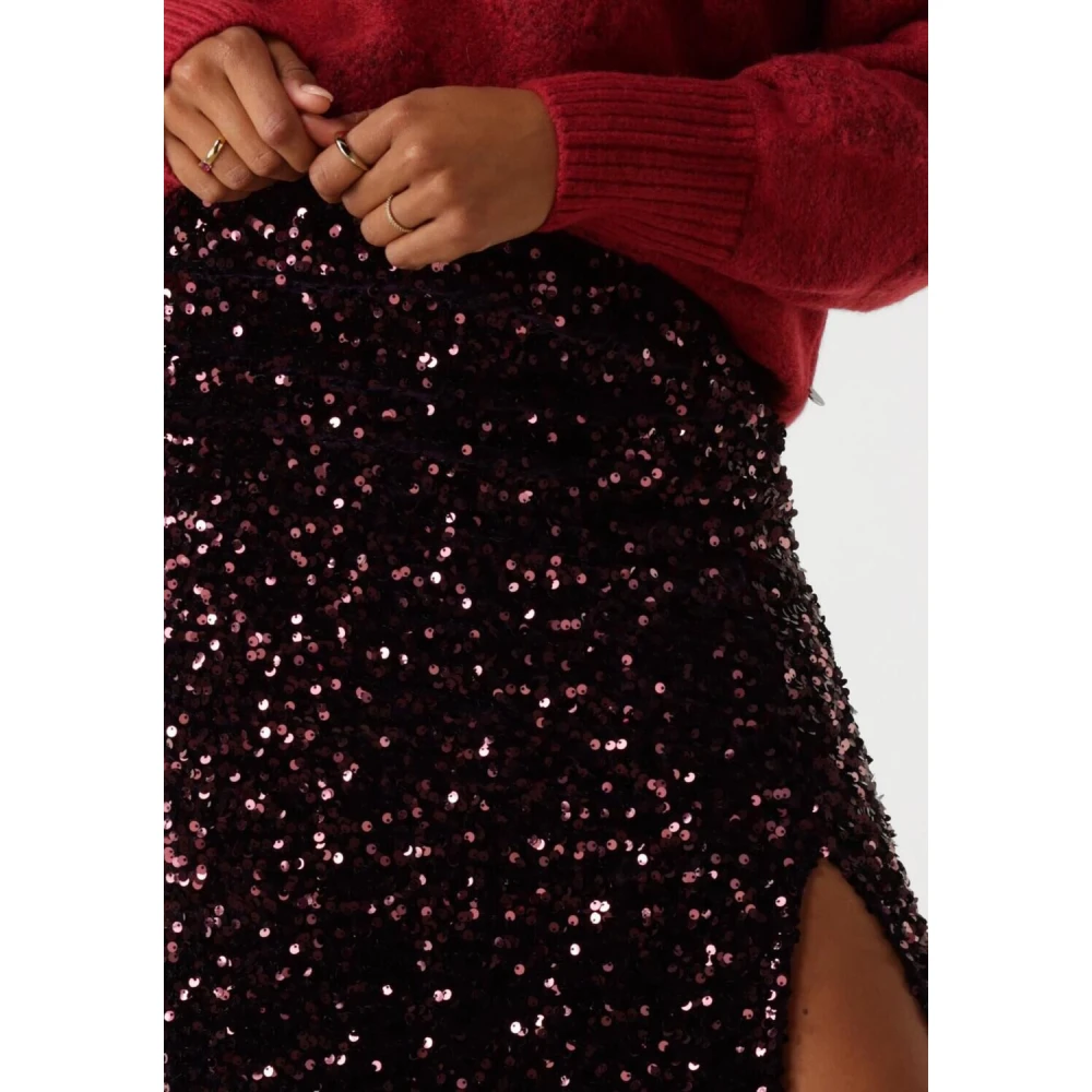 Y.A.S Paarse Pailletten Midi Rok Purple Dames