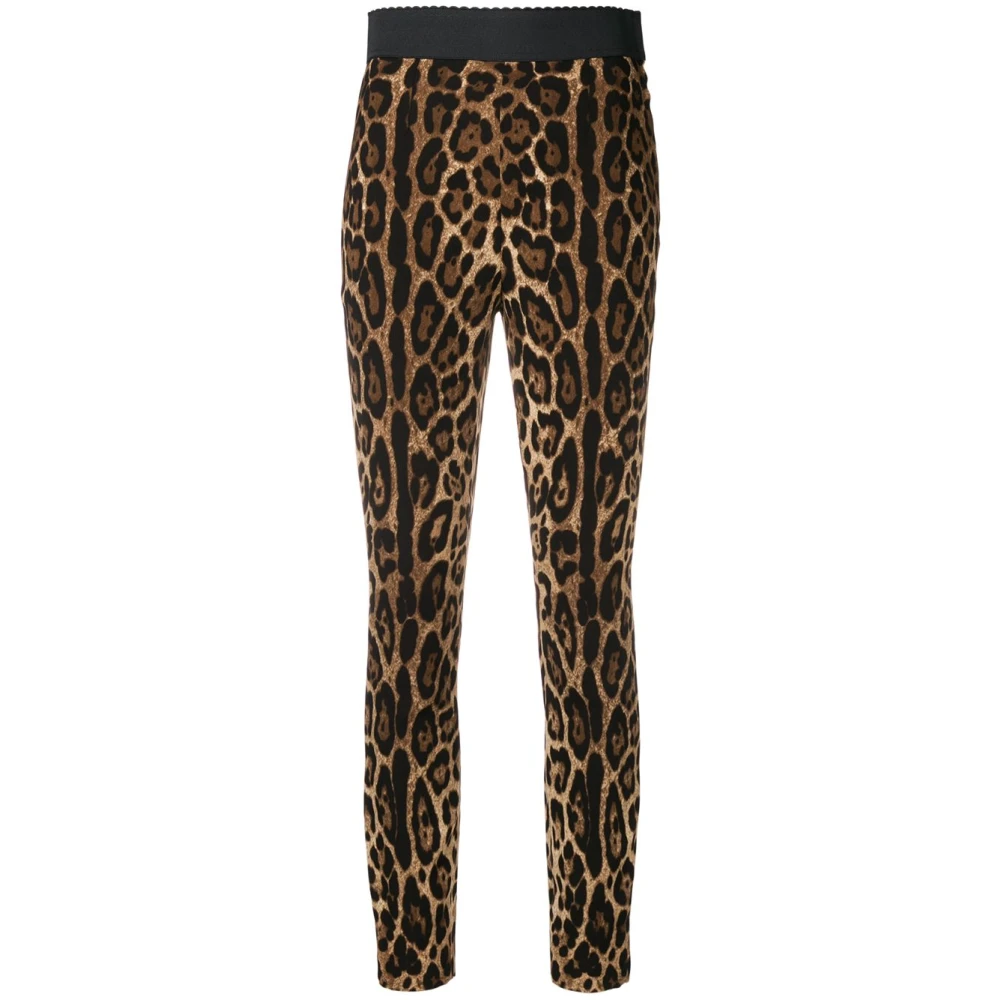 Dolce & Gabbana Vrouw Bruin Broeken Dames, S, Jersey Printed Legging