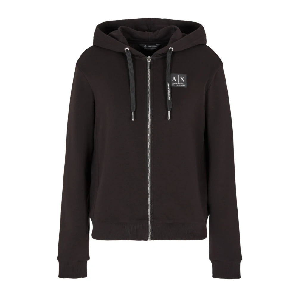 Armani Exchange Women's Black Hooded Sweatshirt Aw24