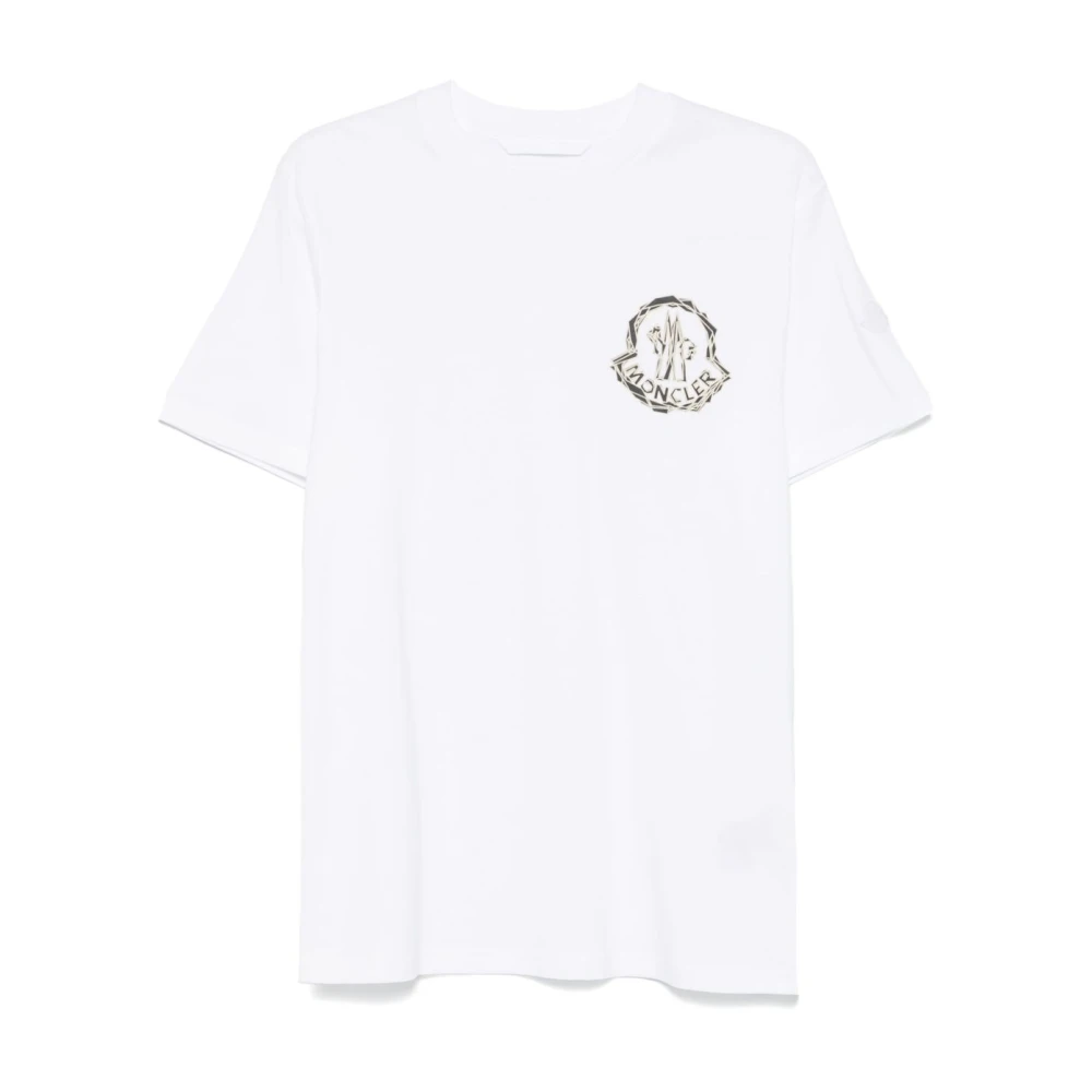 Moncler Wit Logo Patch Crew Neck T-shirt White Heren