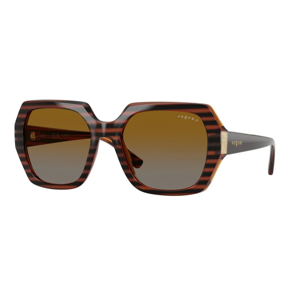 Vogue Unisex Gray Striped Havana Sunglasses With Gradient Lenses