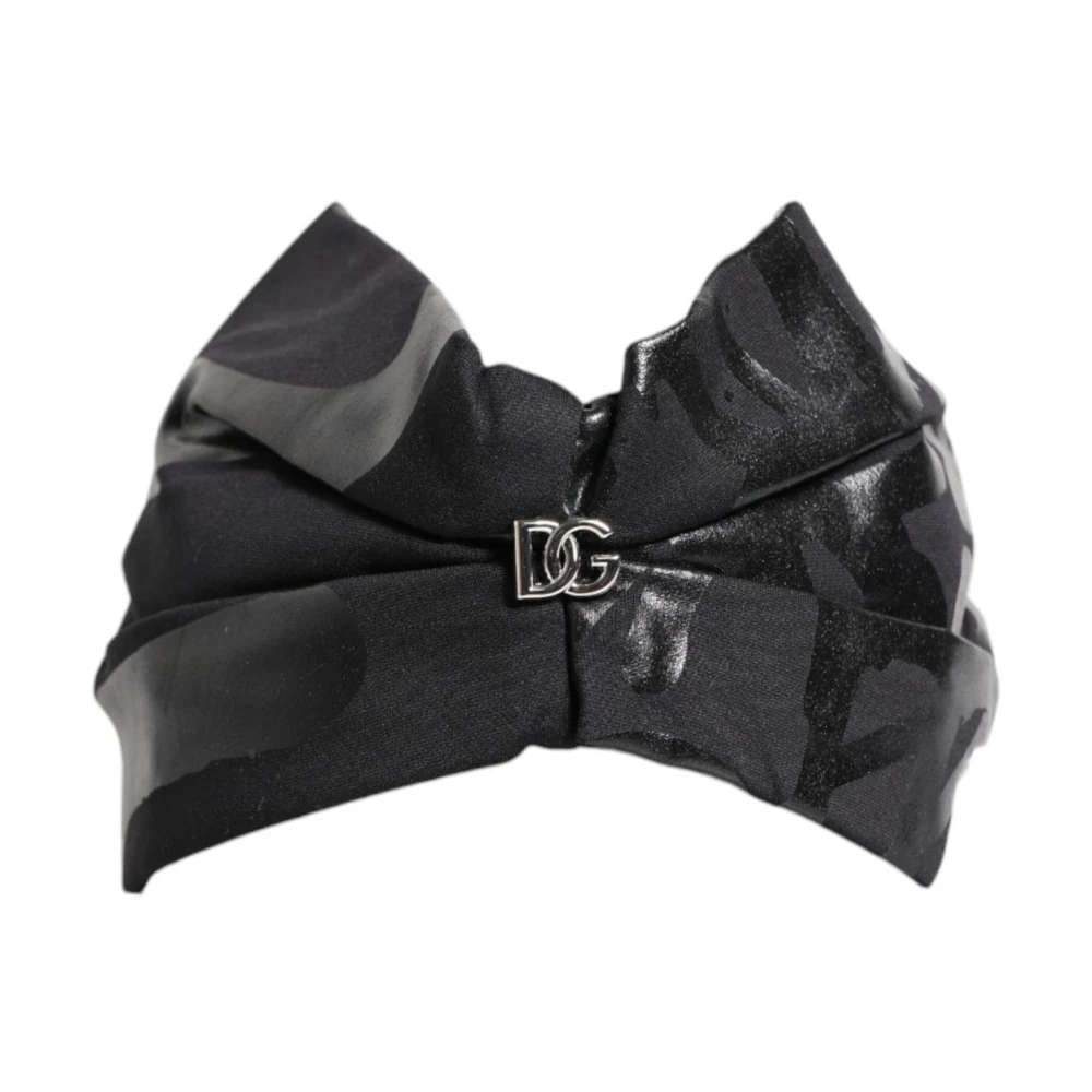 Dolce & Gabbana Women's Black Stretch Dg Logo Head Band Hat