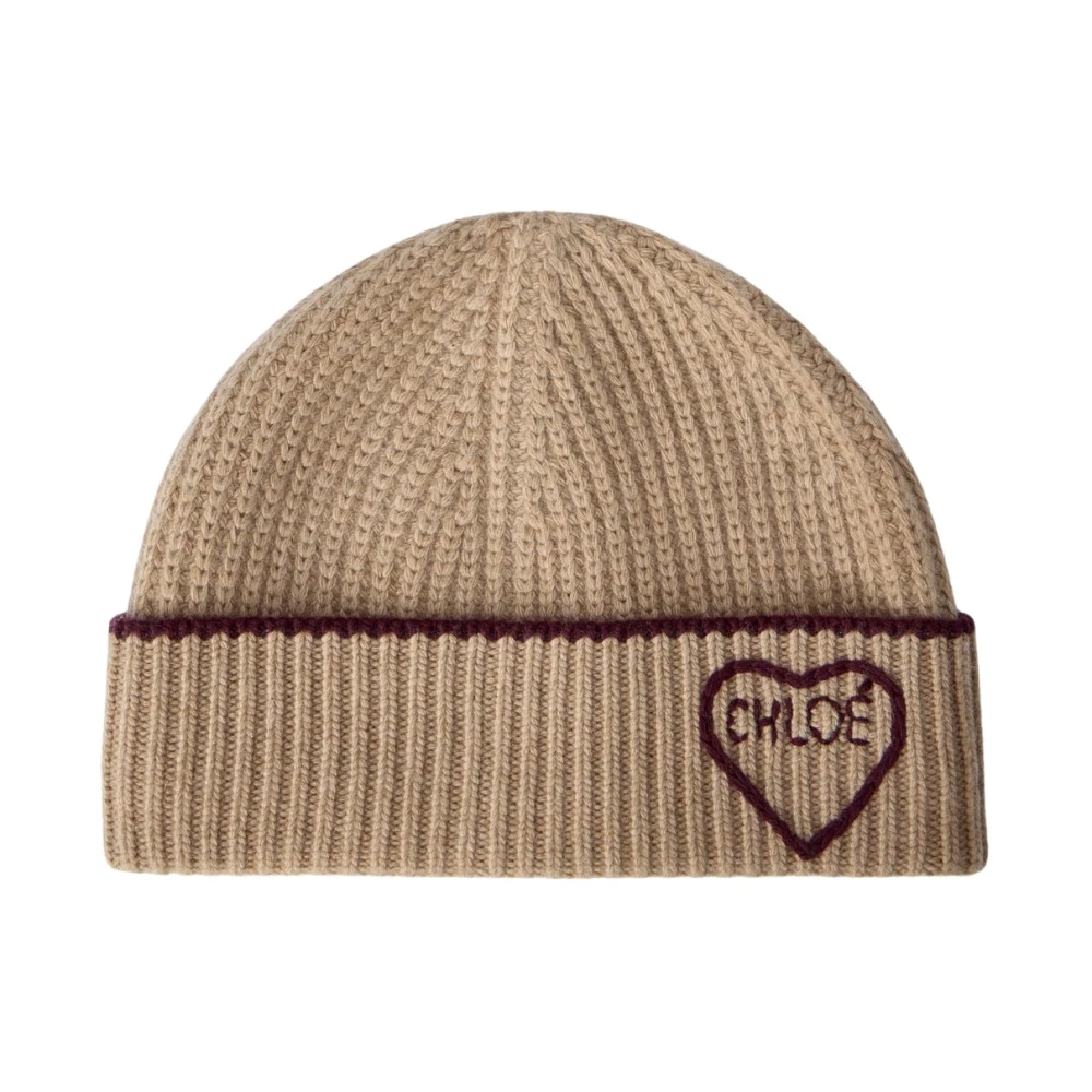 Chloé Beige Encoeur Beanie Hat - Female - Accessories - One Size - Accessories