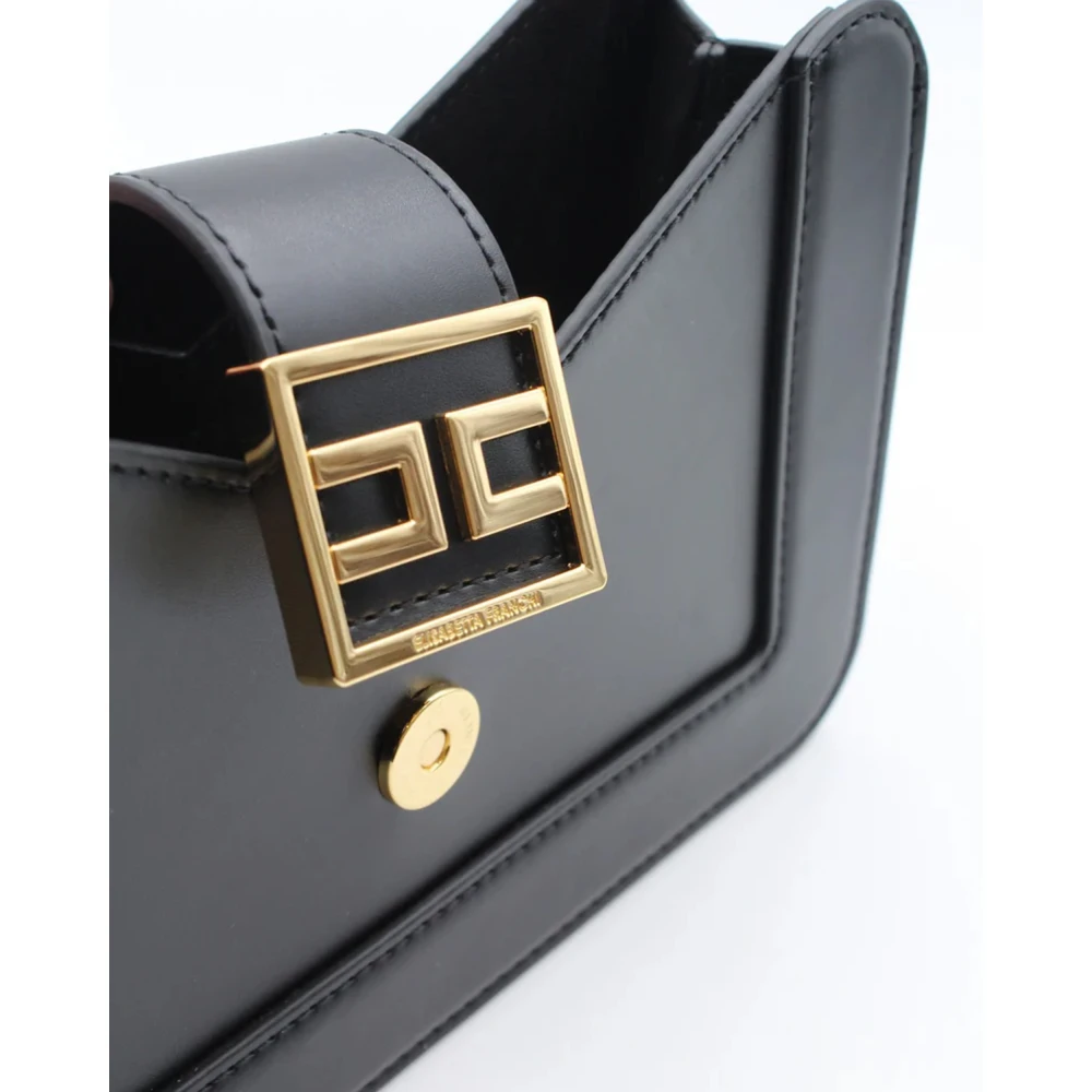 Elisabetta Franchi Zwarte tassen met gouden metalen logo Black Dames