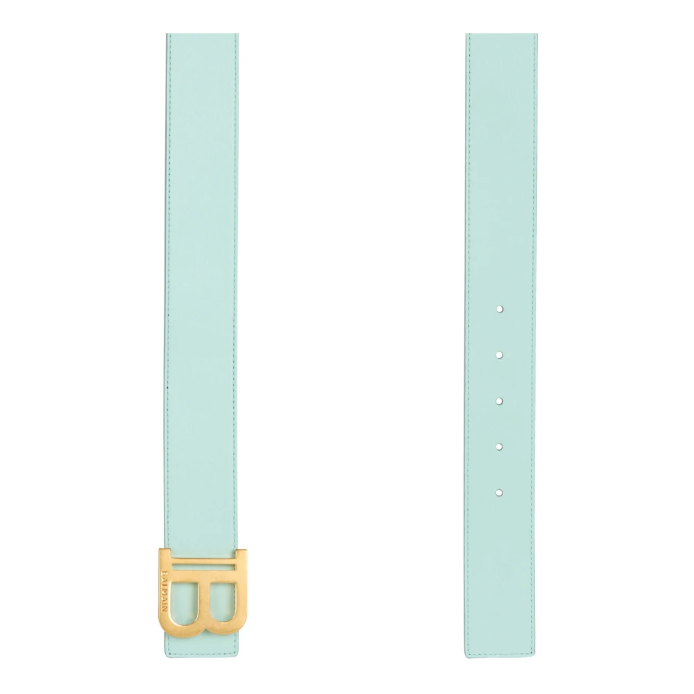 Balmain Tweekleurig omkeerbaar kalfsleren B-Riem Blue Dames