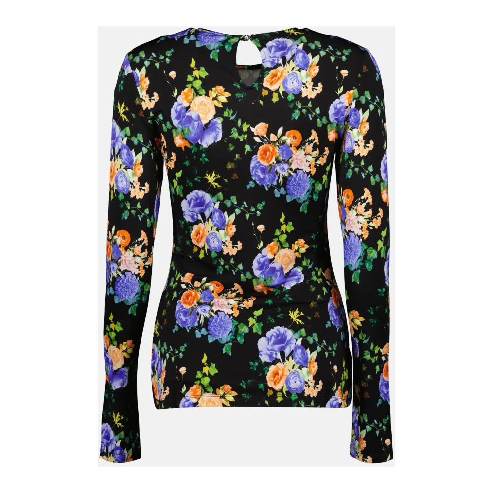 Paco Rabanne Bloemenprint Top voor Vrouwen Black Dames